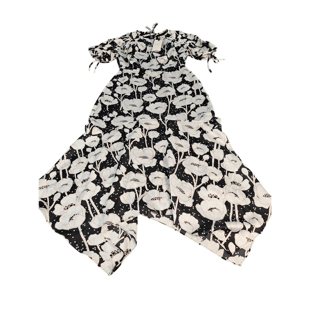 Ted Baker London Abriee Floral Puff Sleeve Handkerchief Hem Midi Dress Size 1 - Picture 4 of 11